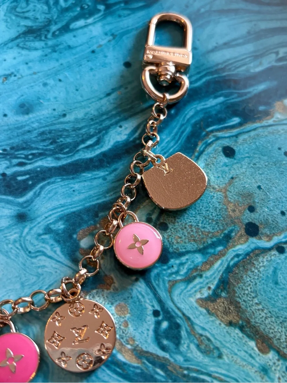 Louis Vuitton Rose Gold and Pink Charm Chain Accessory